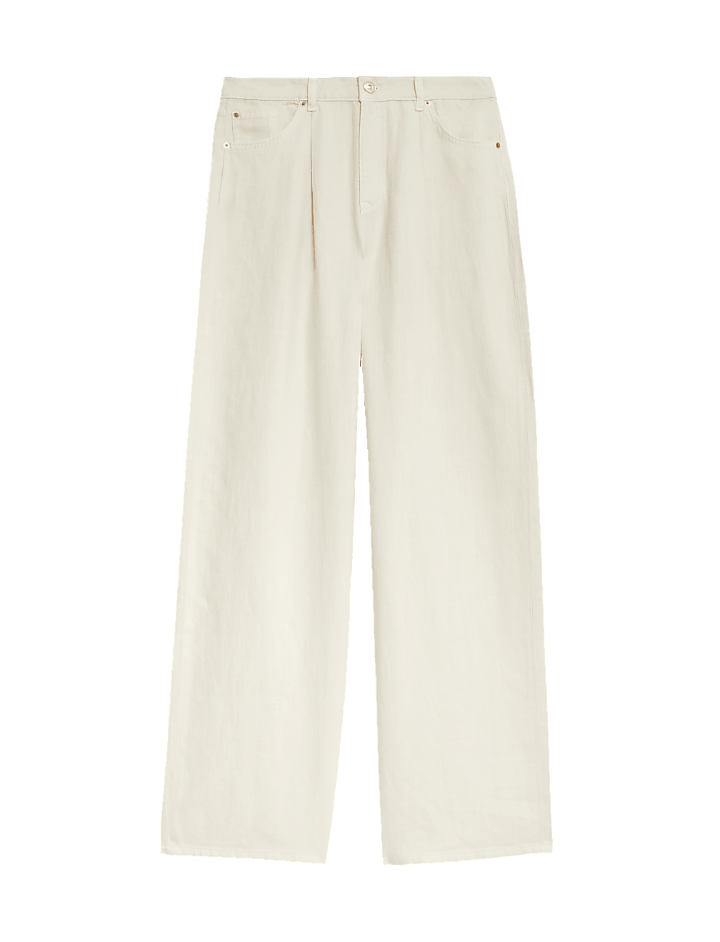 Linen Blend High Waisted Wide Leg Jeans