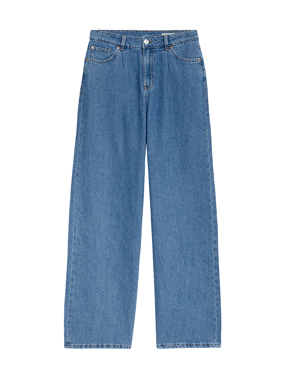 Linen Blend High Waisted Wide Leg Jeans