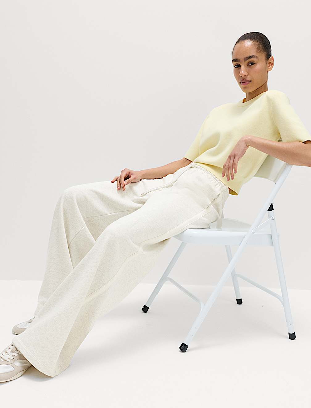 Pure Cotton Side Stripe Wide Leg Joggers