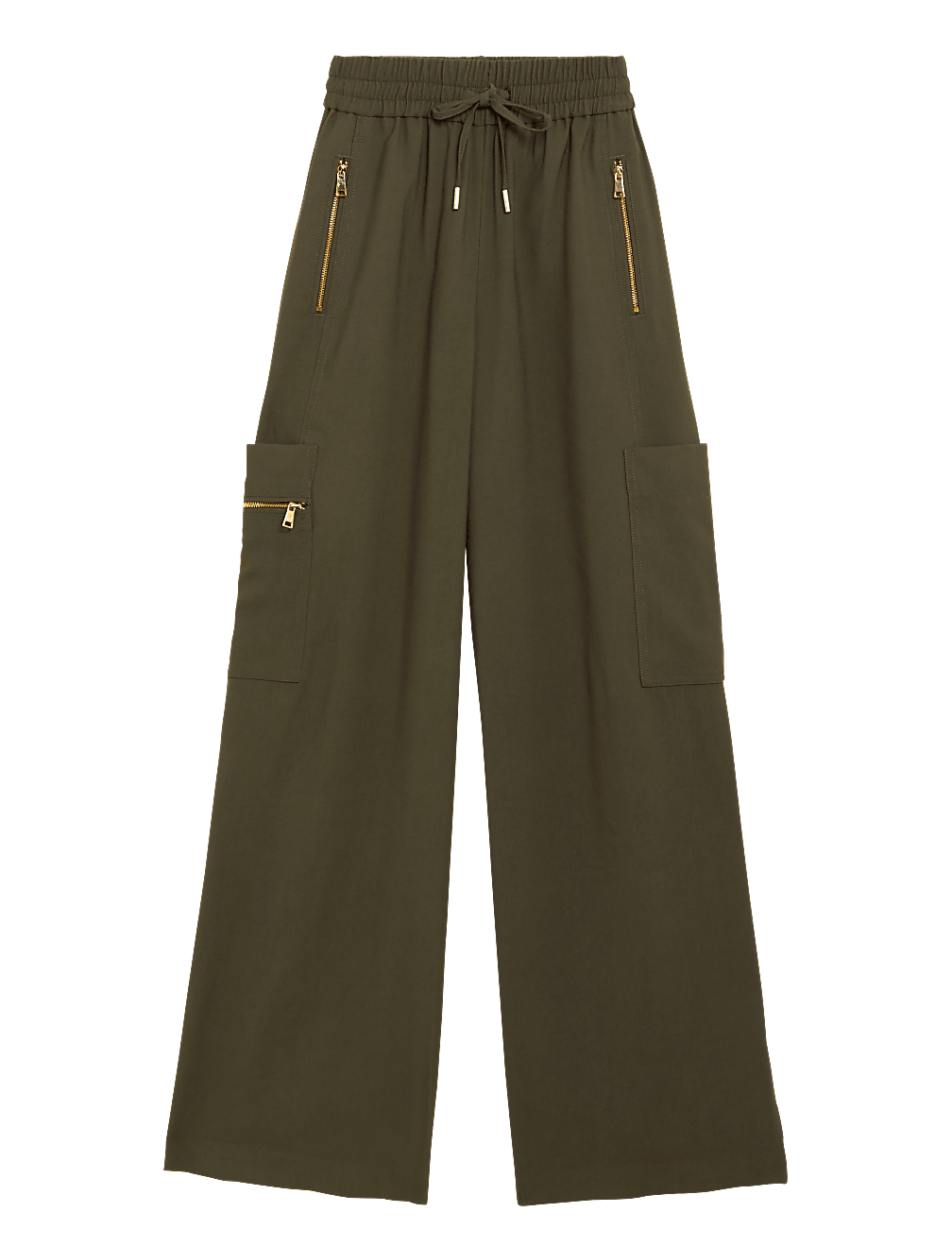 Utility Zip Detail Wide Leg Joggers