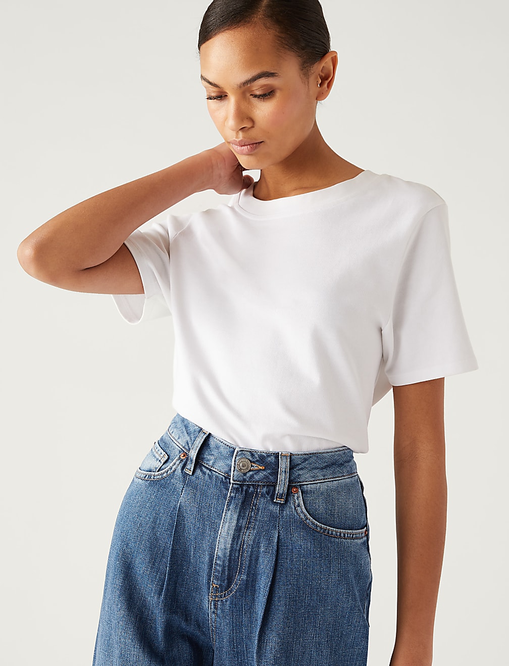 Linen Blend High Waisted Wide Leg Jeans