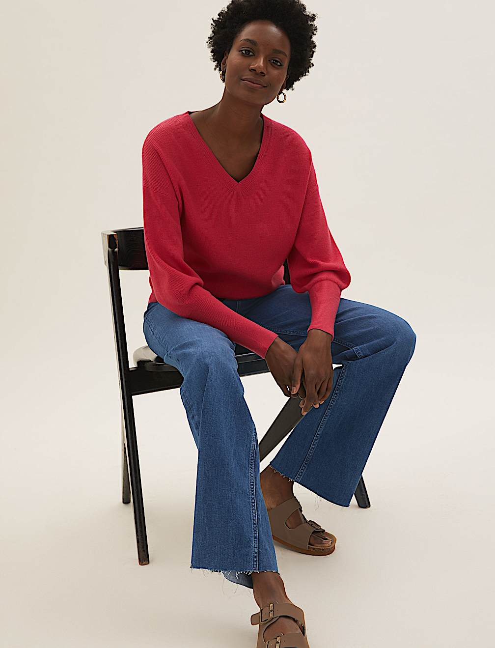 High Waisted Slim Fit Wide Leg Jeans