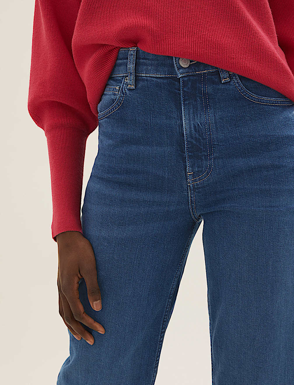 High Waisted Slim Fit Wide Leg Jeans