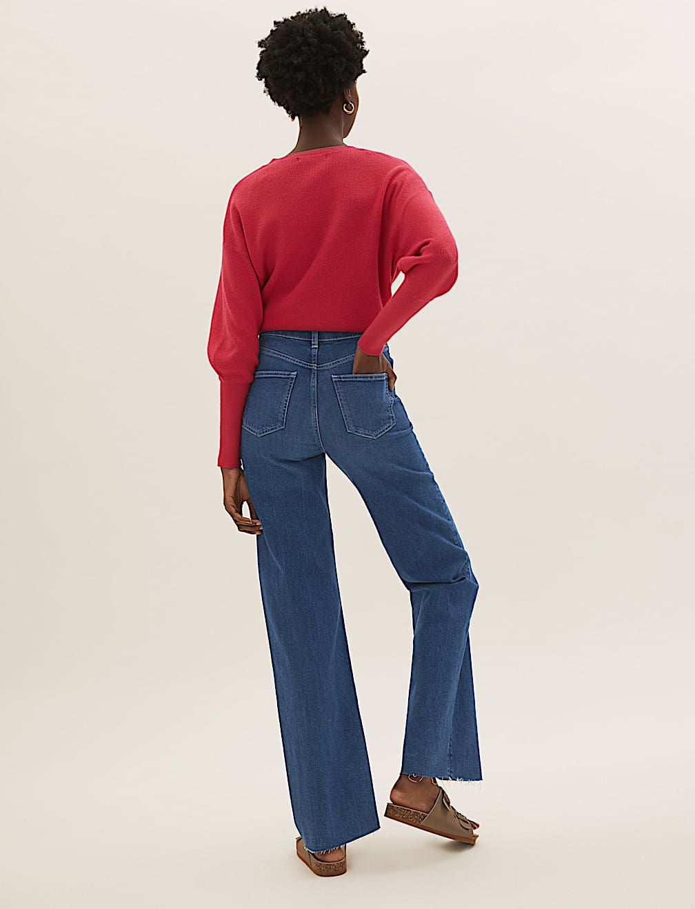 High Waisted Slim Fit Wide Leg Jeans
