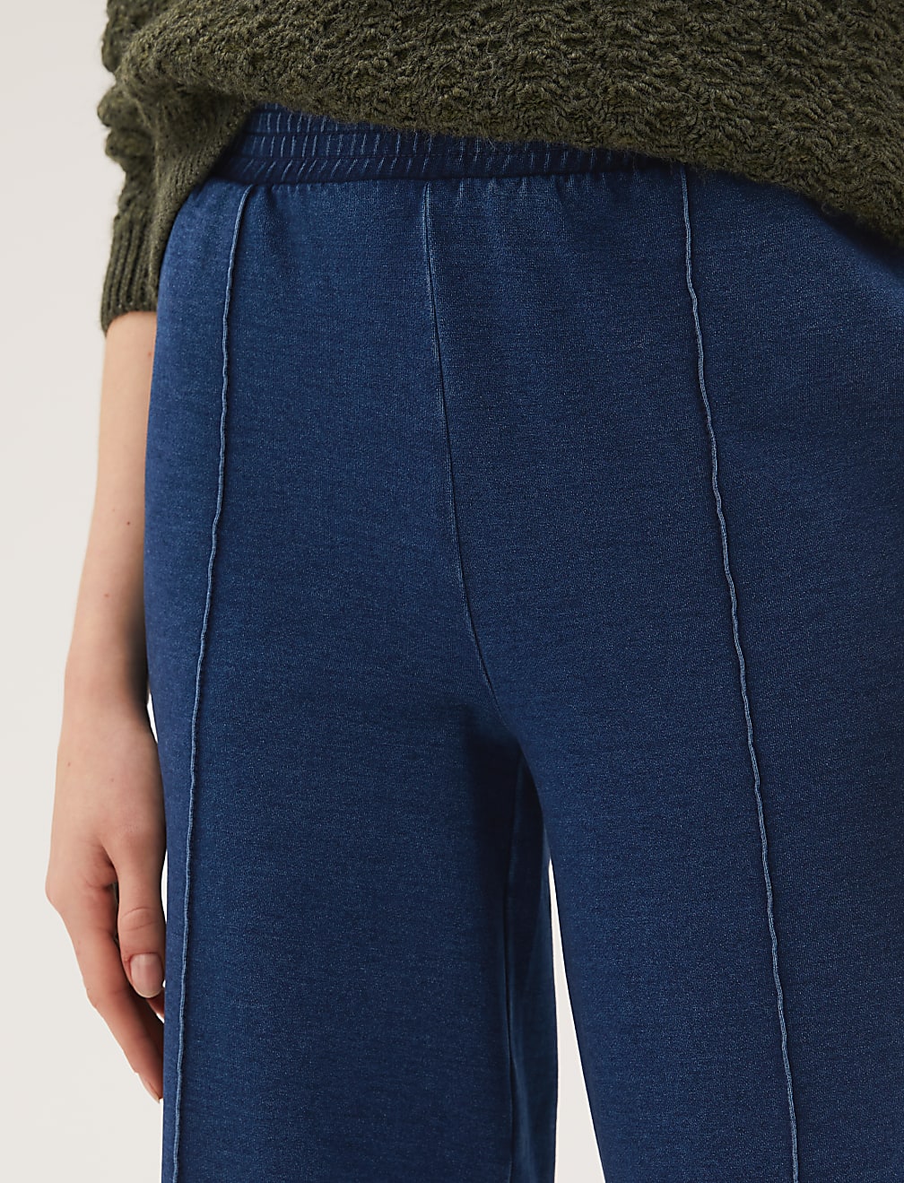 Denim Jersey Wide Leg Joggers