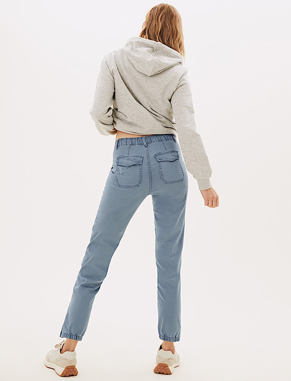 Cotton Blend Slim Fit Ankle Grazer Joggers