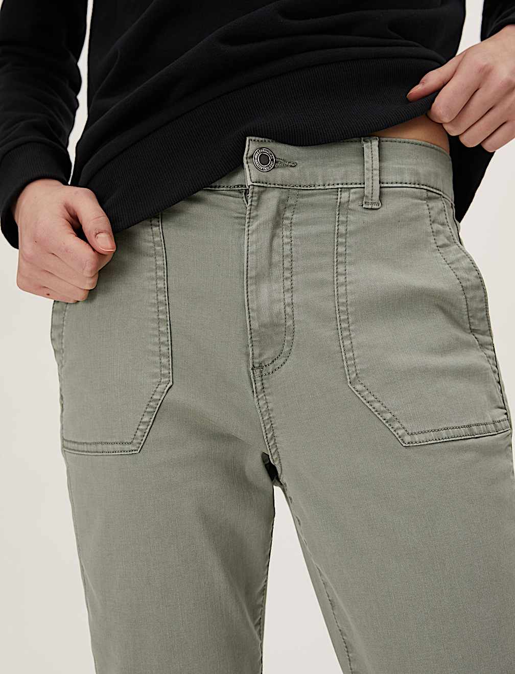 Cotton Blend Slim Fit Ankle Grazer Joggers