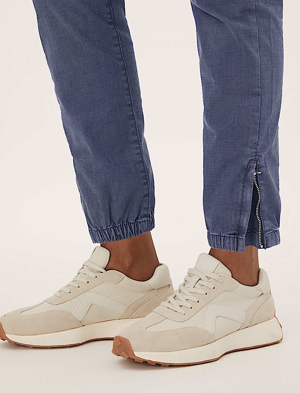 Cotton Blend Slim Fit Ankle Grazer Joggers