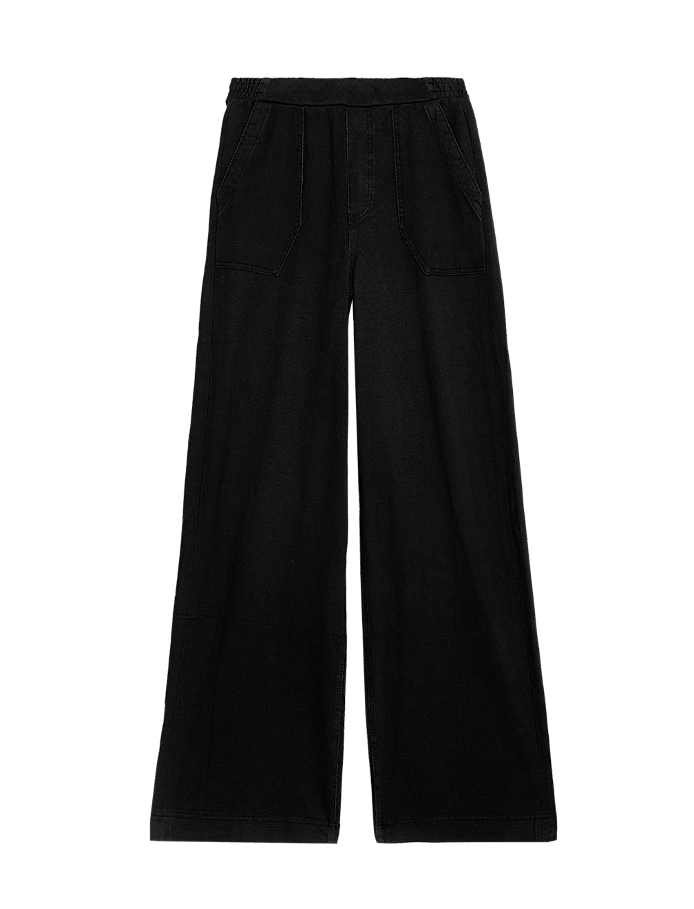 Denim Elasticated Waist Wide Leg Trousers