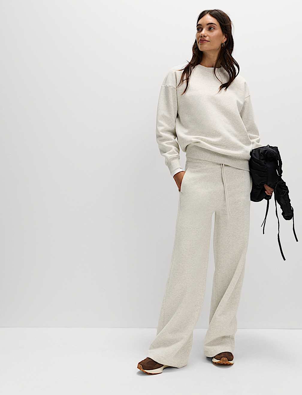 Cotton Rich Brushed Wide Leg Joggers