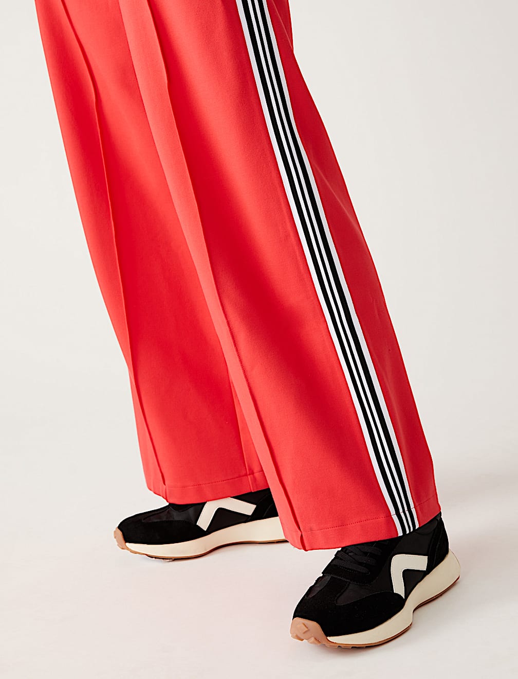 Jersey Side Stripe Wide Leg Trousers