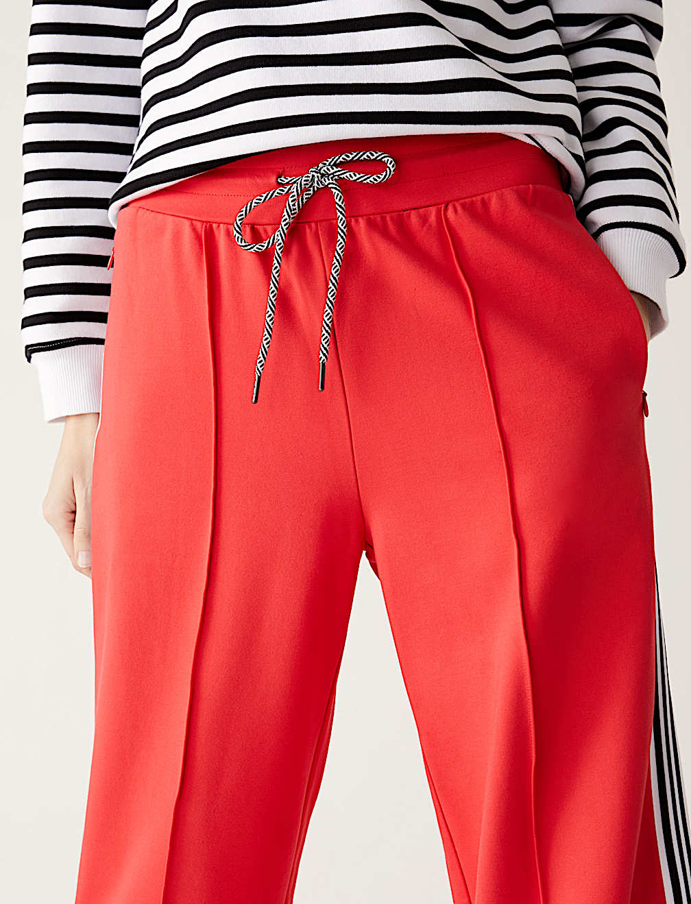Jersey Side Stripe Wide Leg Trousers