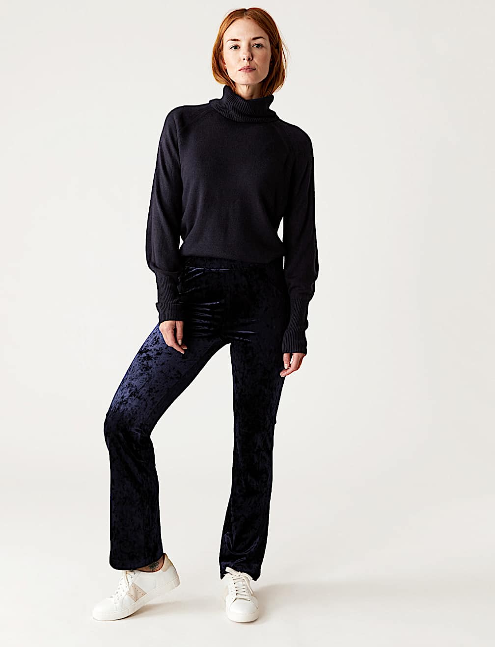 Velour High Waisted Flared Leggings