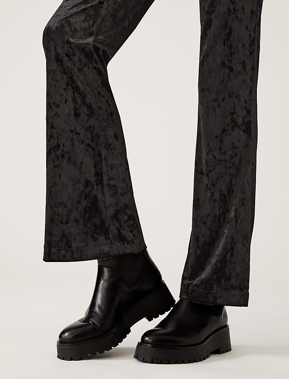 Velour High Waisted Flared Leggings