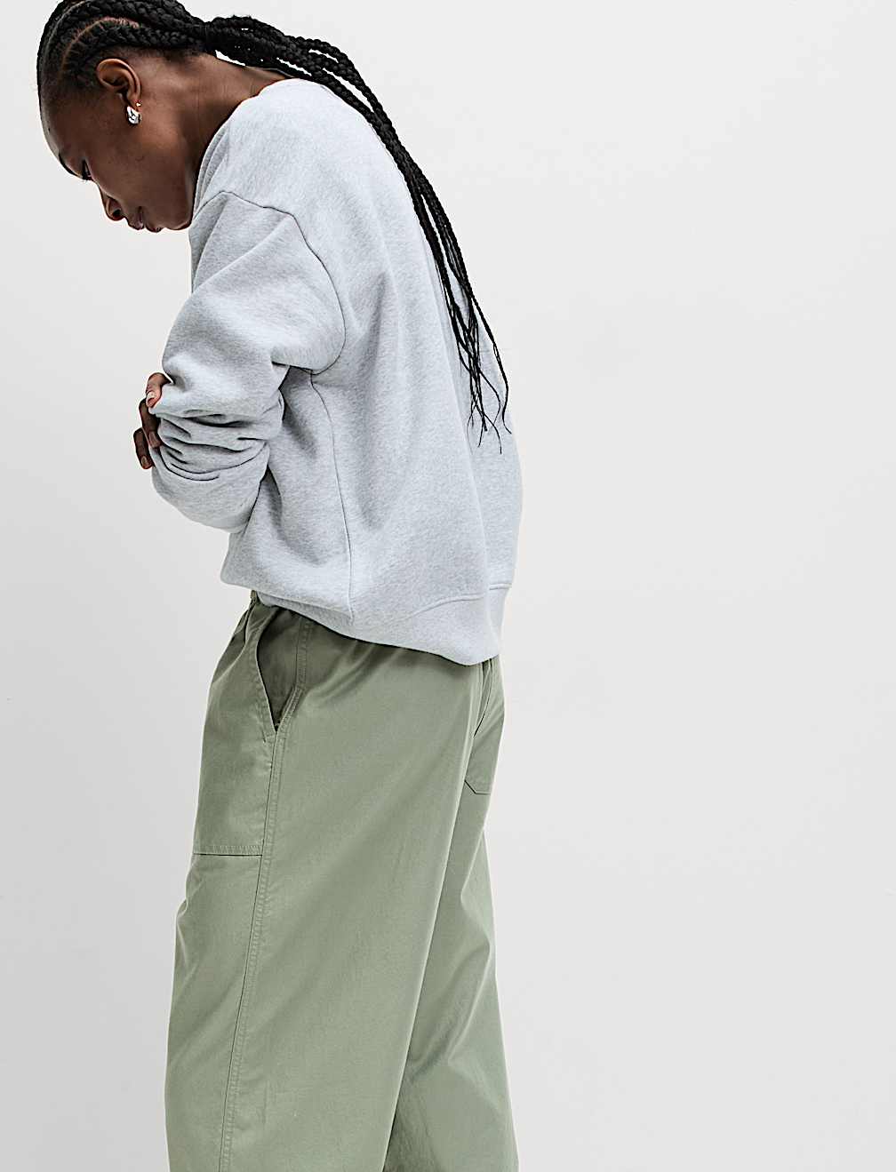 Pure Cotton Pull On Carrot Leg Trousers