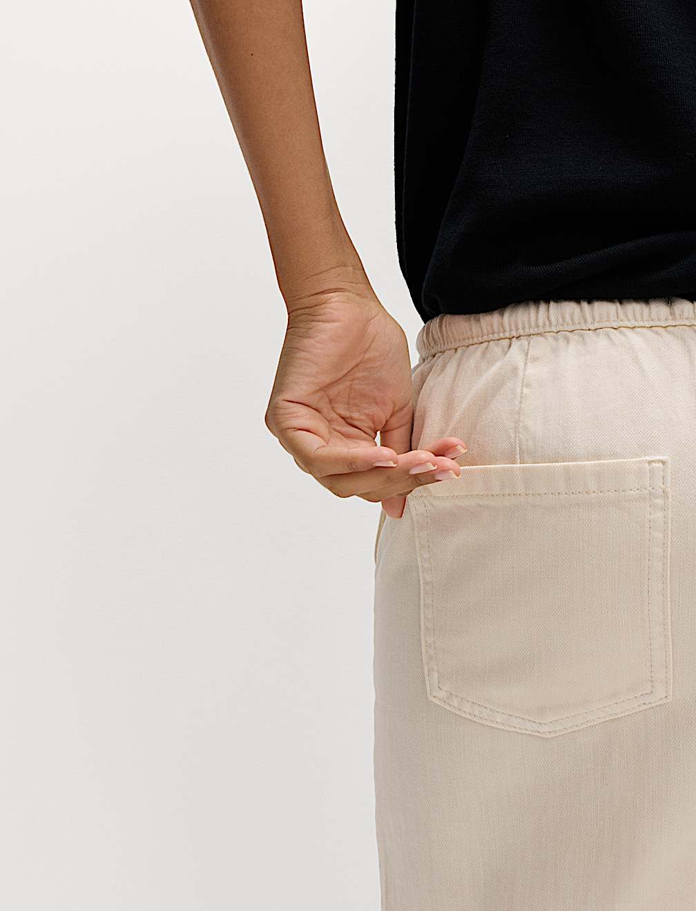 Denim Drawstring Wide-Leg Trousers