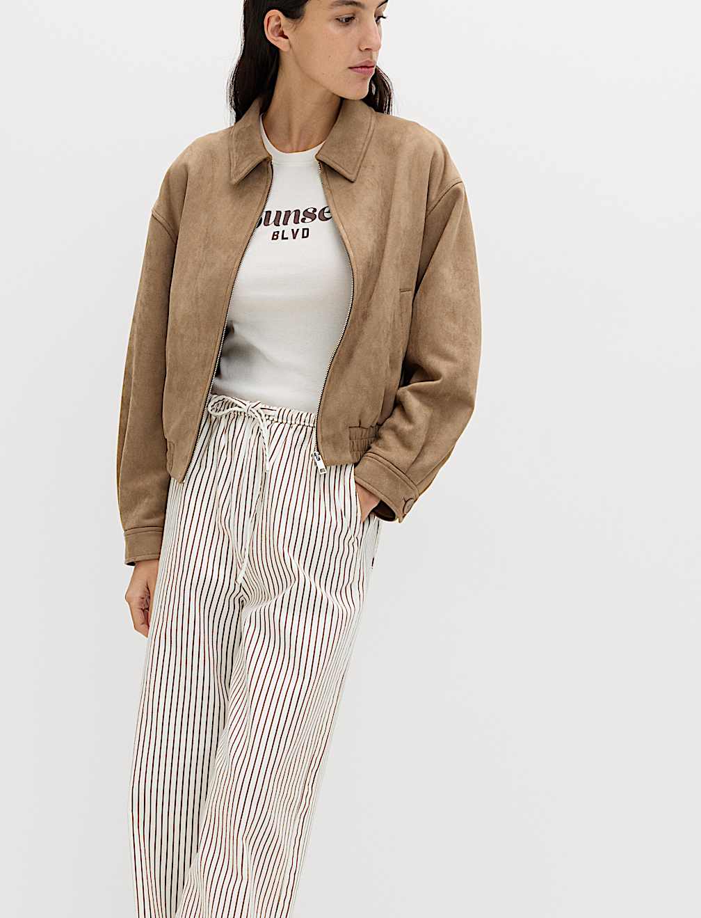 Denim Drawstring Wide-Leg Trousers