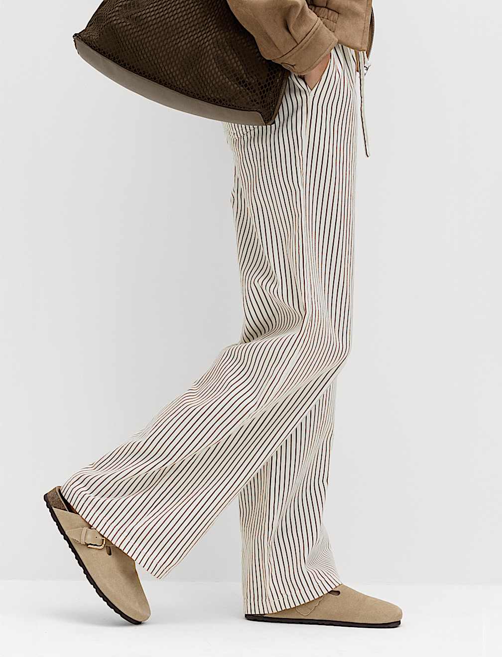 Denim Drawstring Wide-Leg Trousers