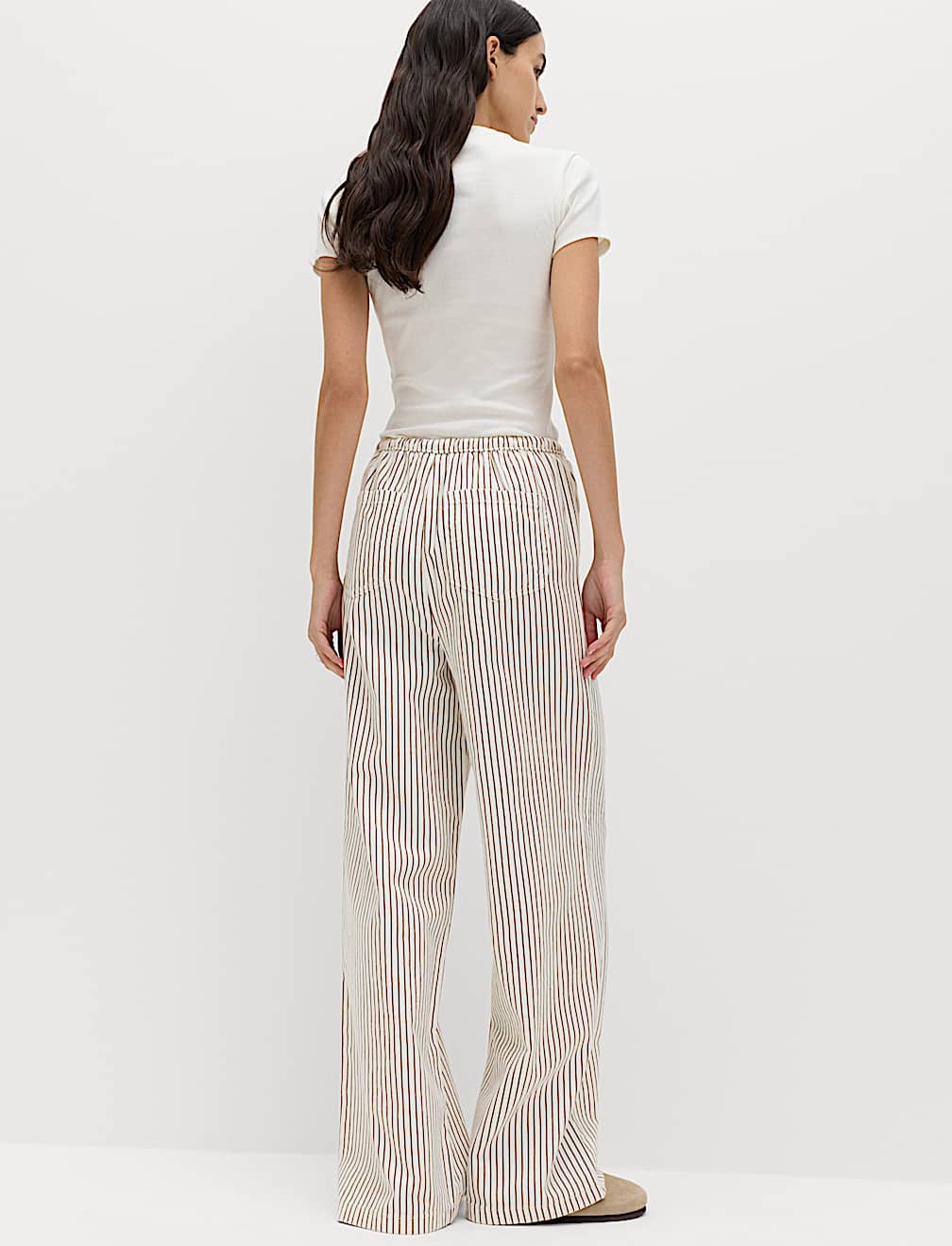 Denim Drawstring Wide-Leg Trousers