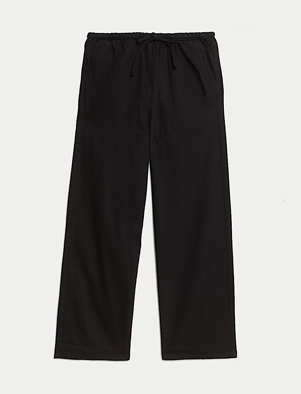 Denim Drawstring Wide-Leg Trousers