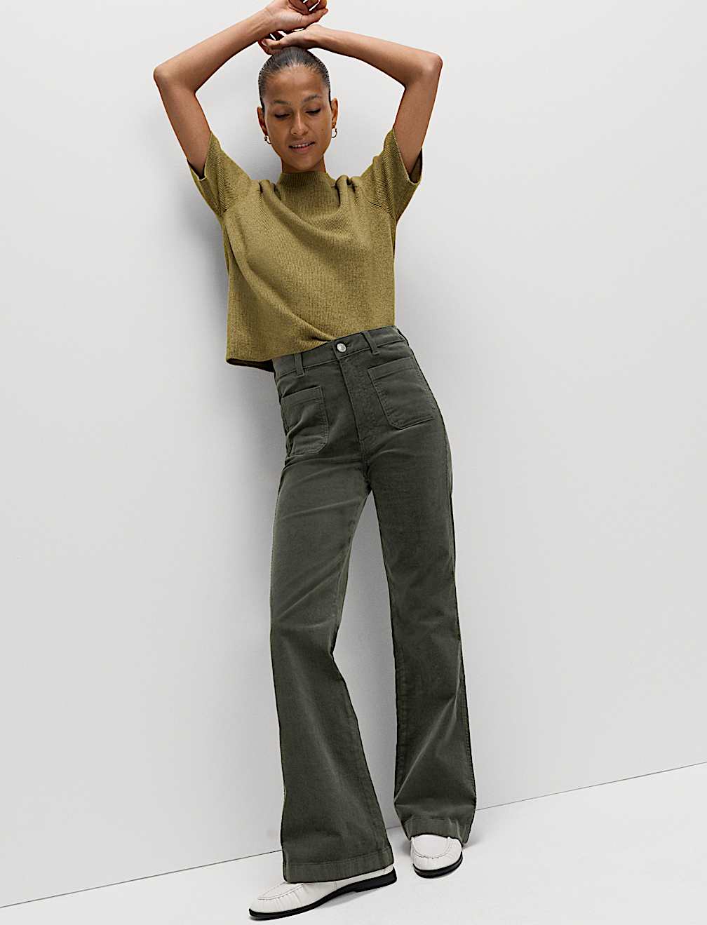 Cotton Rich Cord Flared Slim Fit Trousers