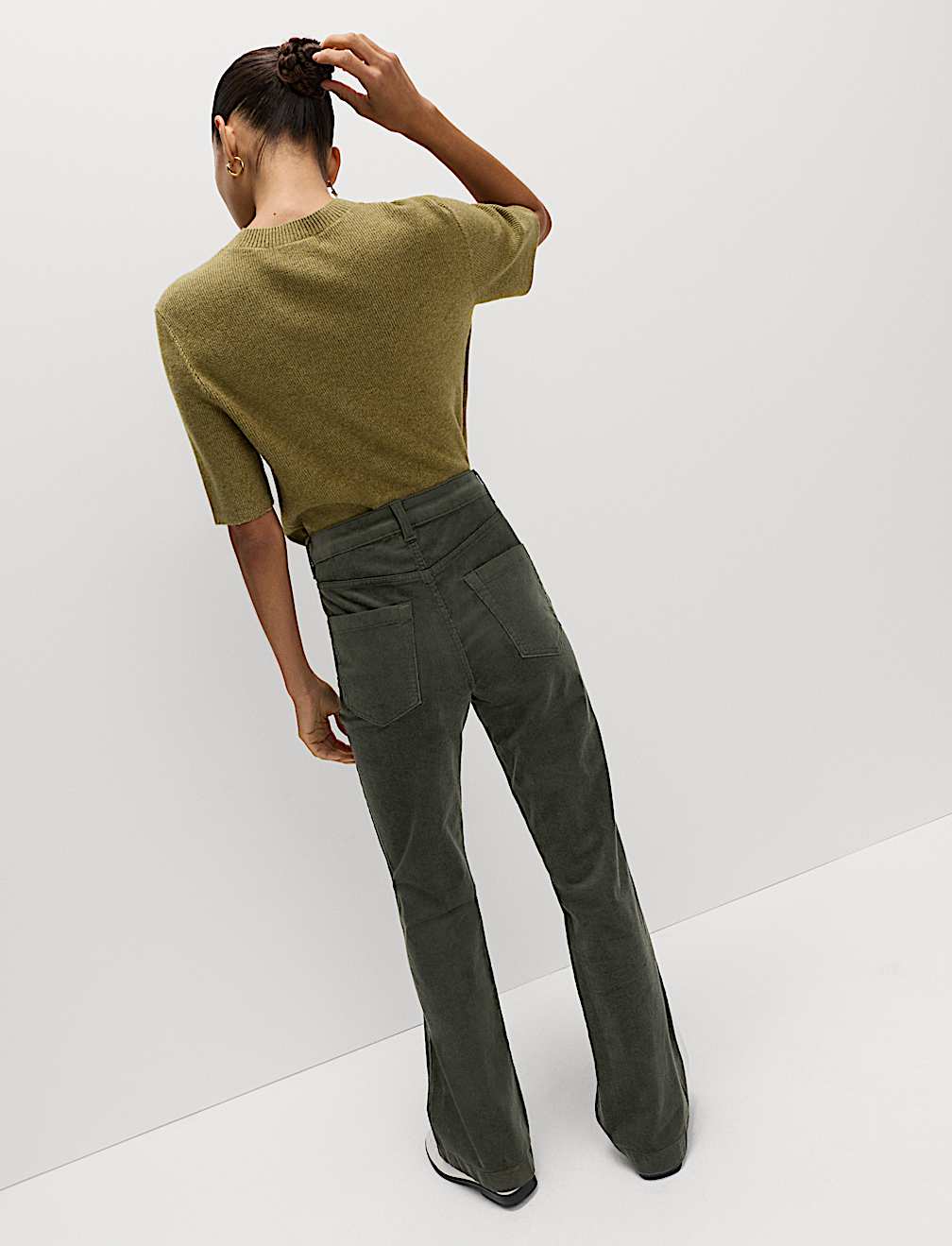 Cotton Rich Cord Flared Slim Fit Trousers