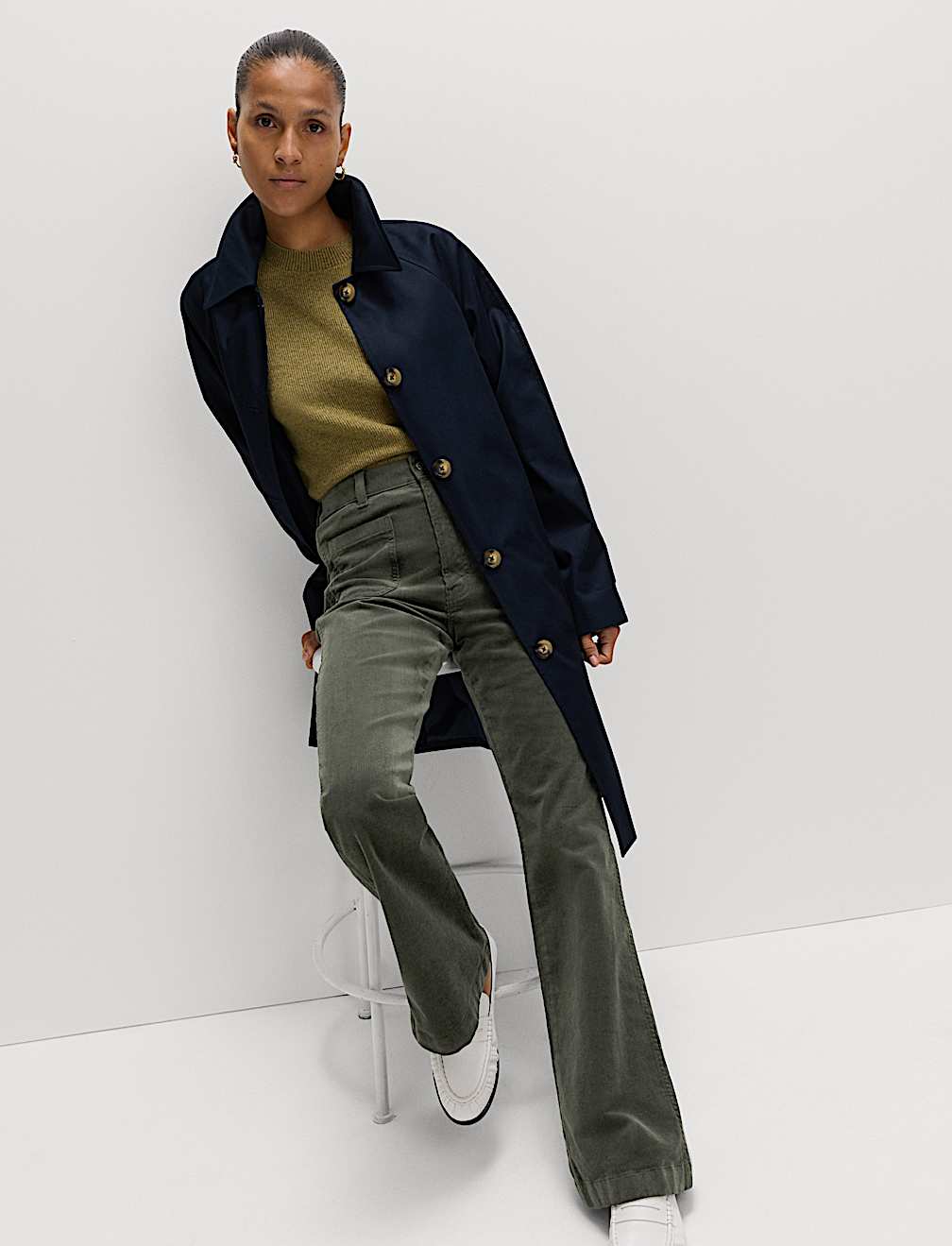 Cotton Rich Cord Flared Slim Fit Trousers