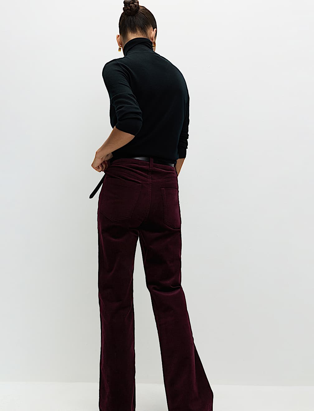 Cotton Rich Cord Flared Slim Fit Trousers