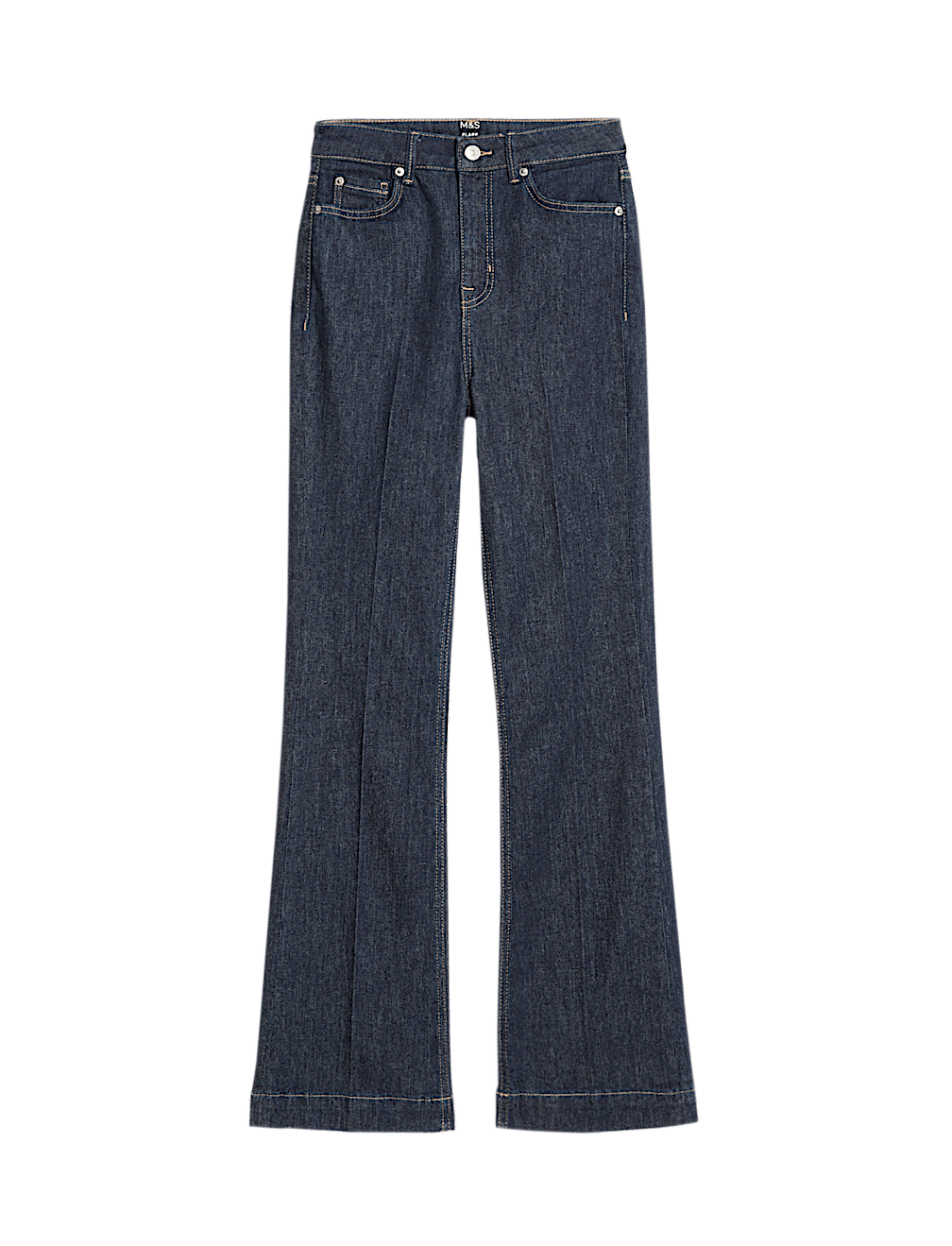 High Waisted Crease Front Slim Flare Jeans