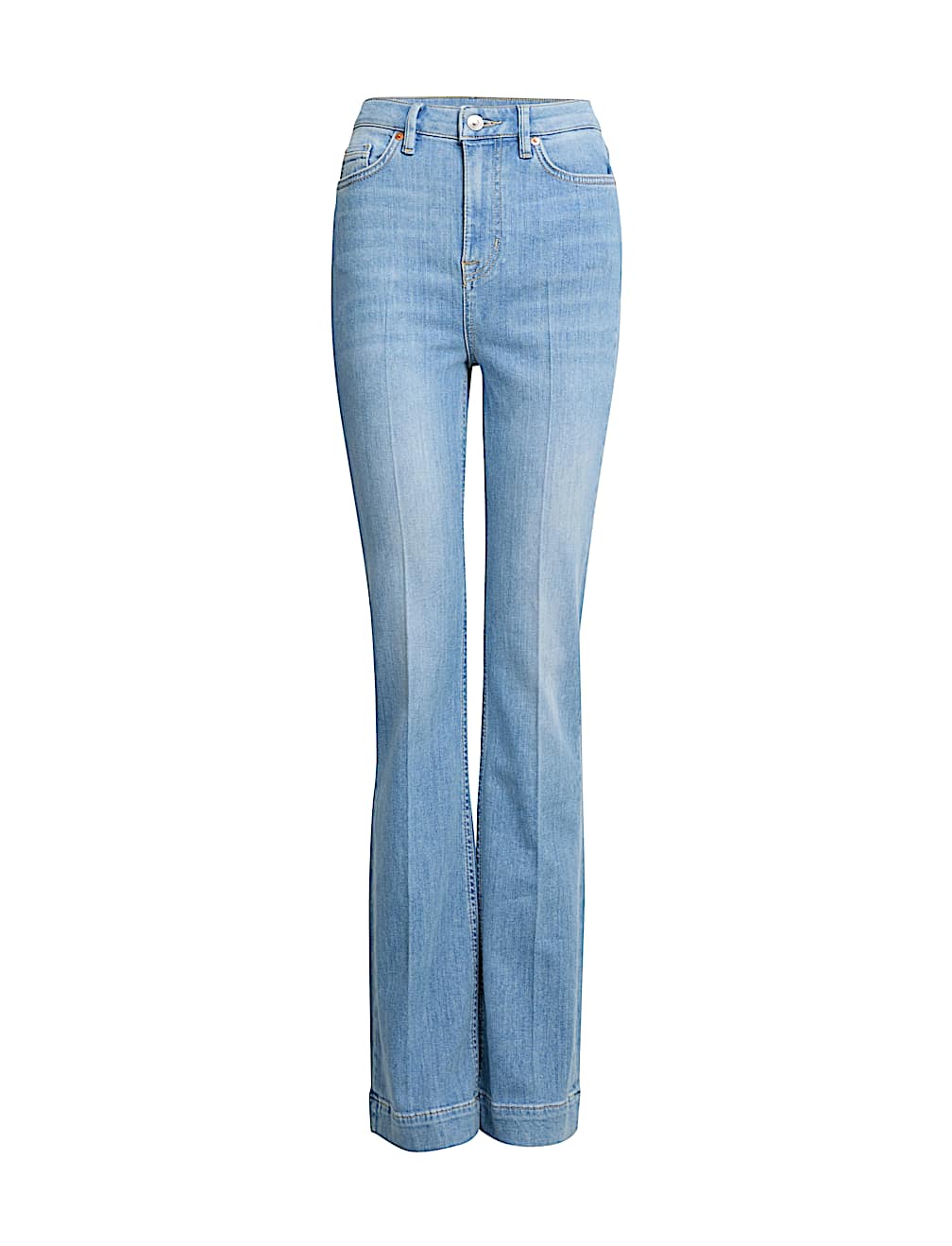 High Waisted Crease Front Slim Flare Jeans