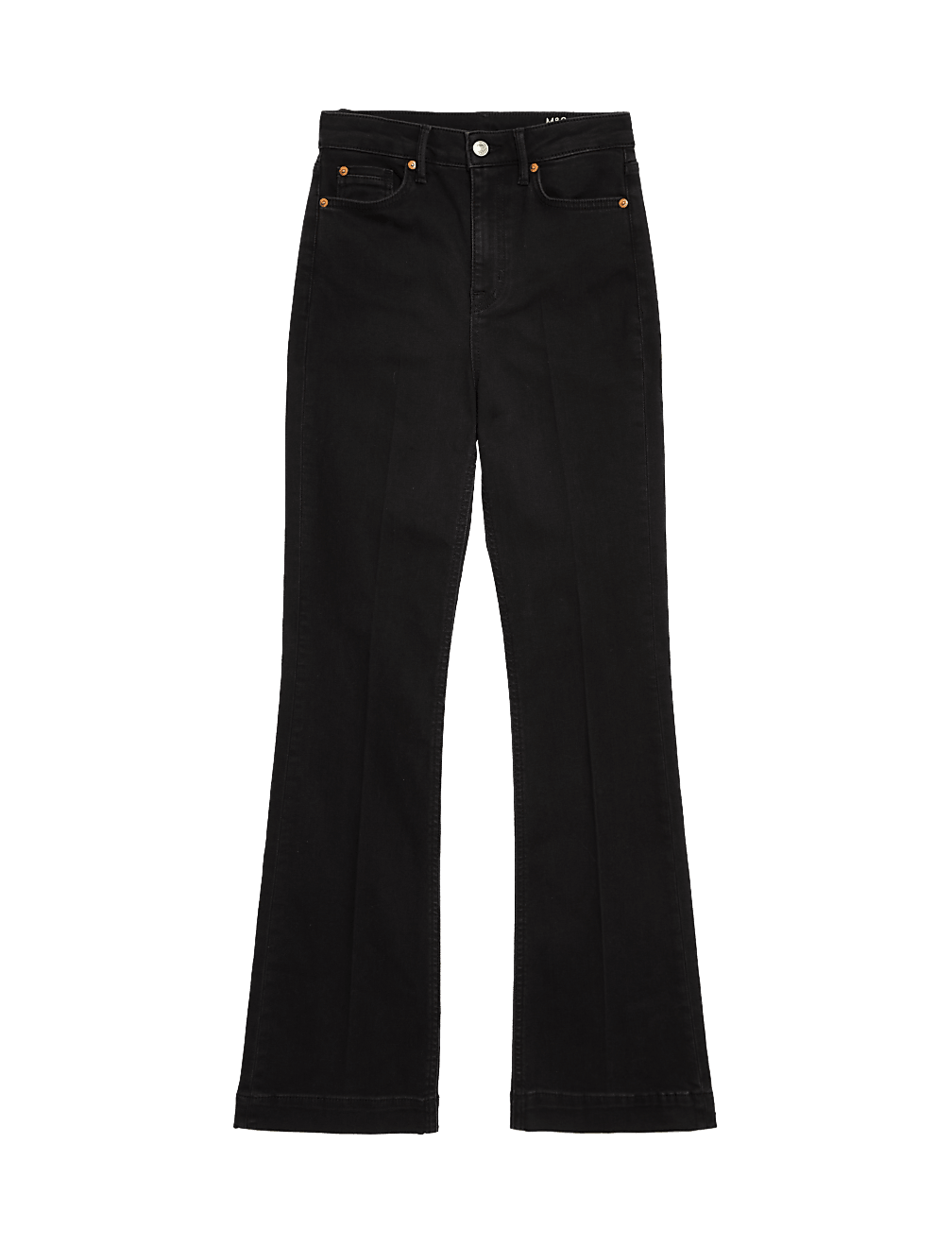 High Waisted Crease Front Slim Flare Jeans