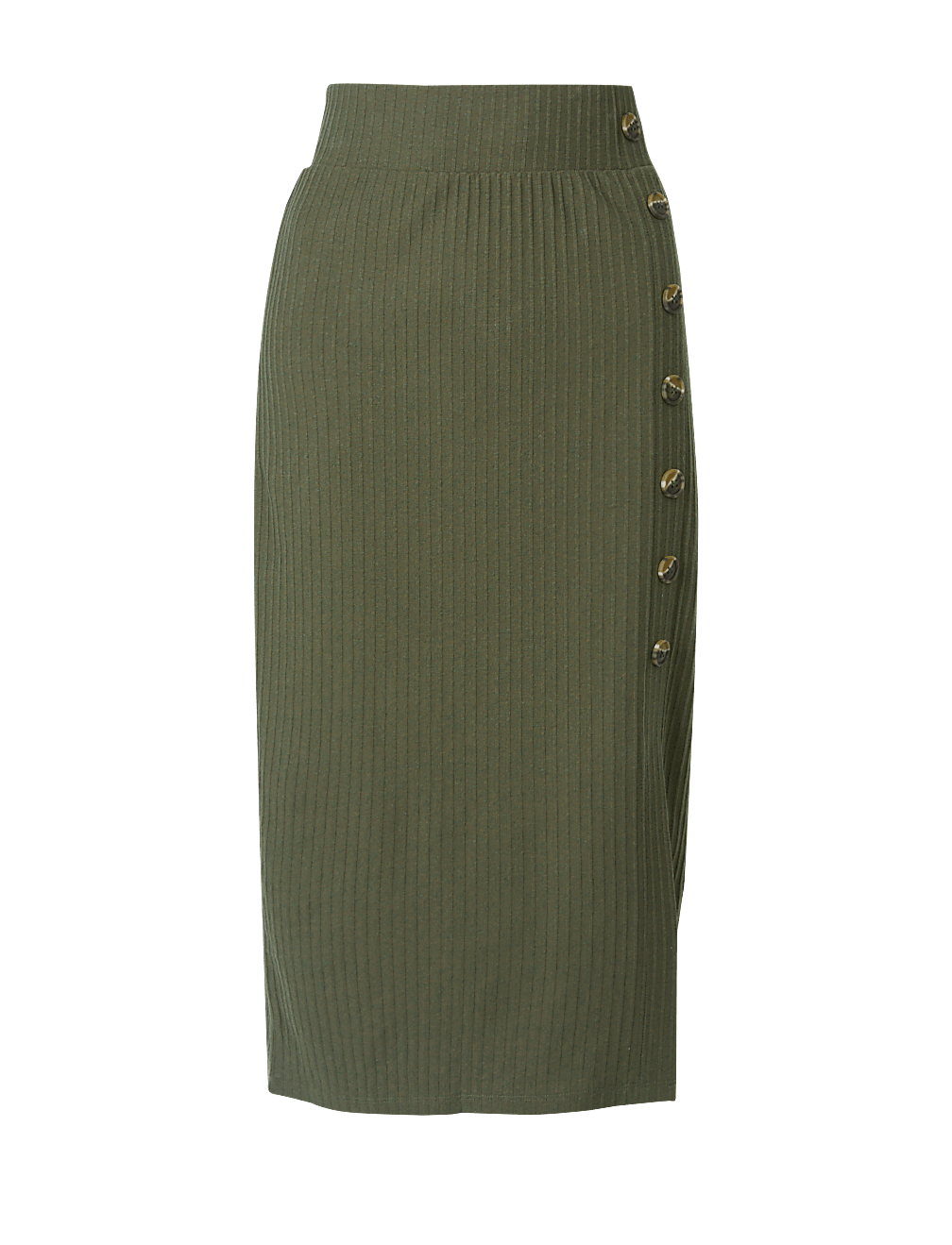 Ribbed Jersey Pencil Midi Skirt