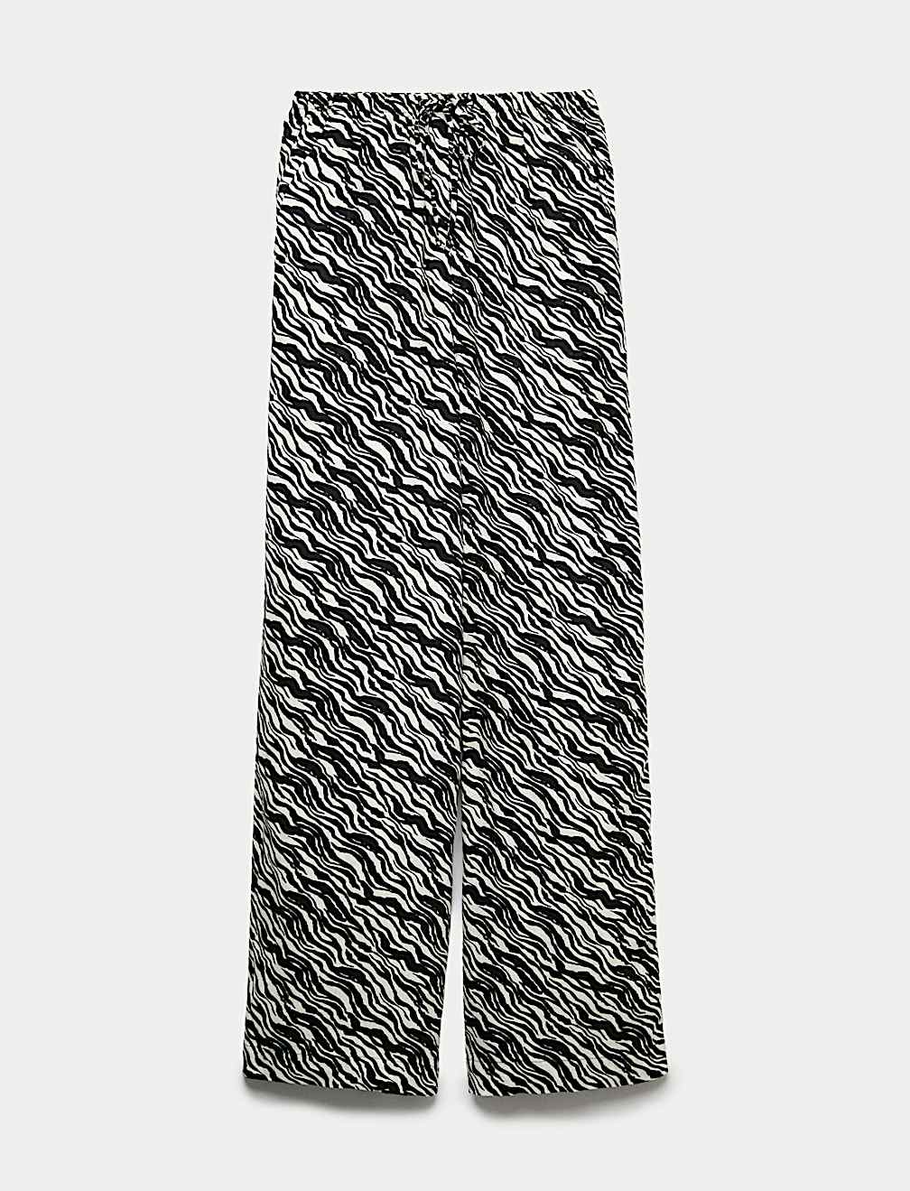 Pure Linen Drawstring Wide Leg Trousers