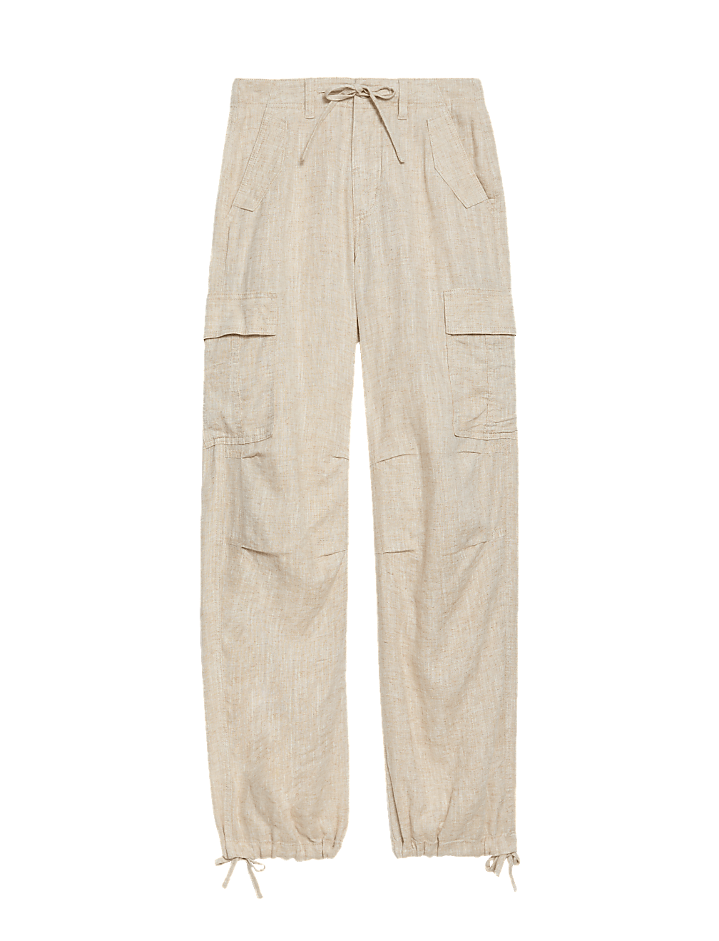 Linen Rich Straight Leg Cargo Trousers