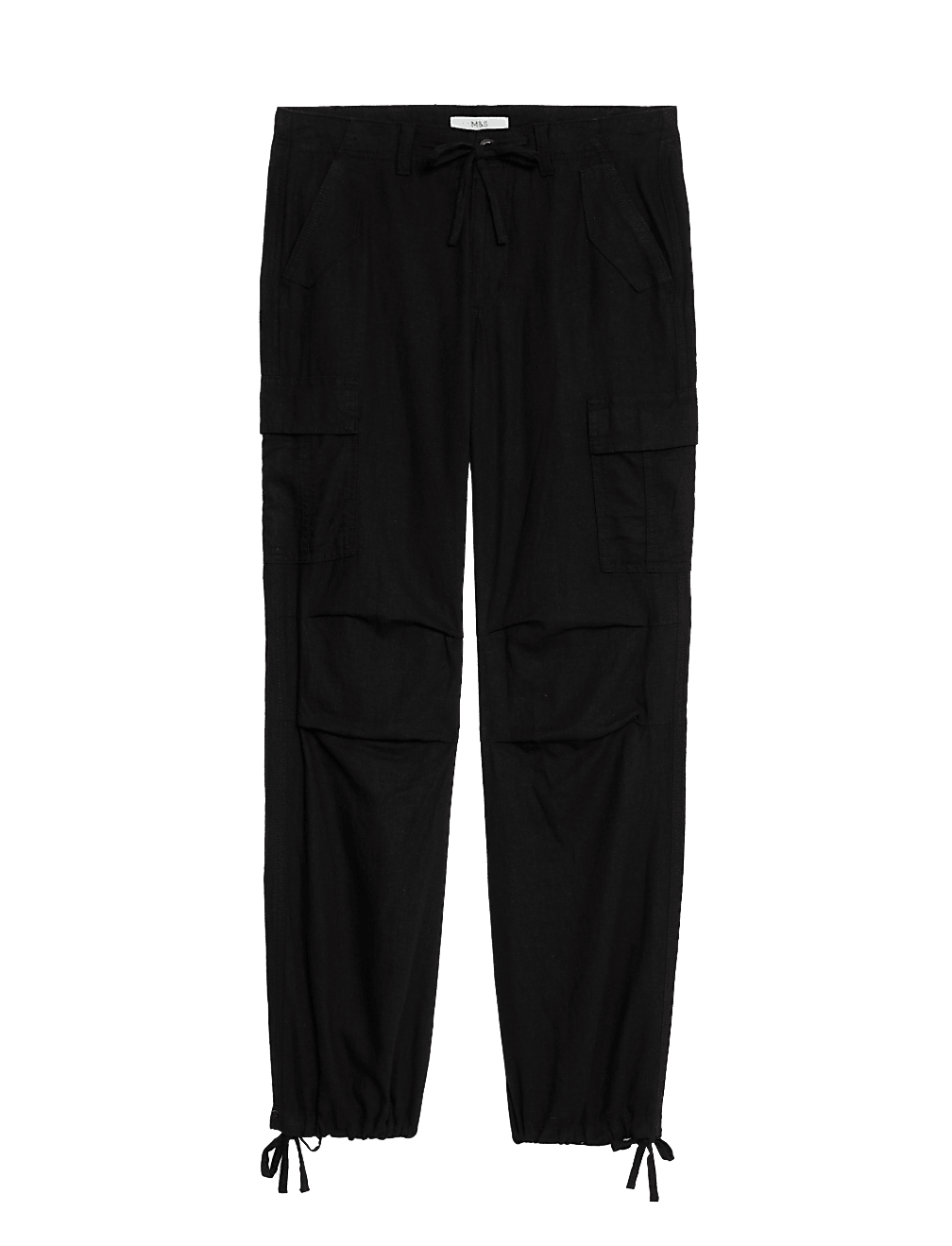 Linen Rich Straight Leg Cargo Trousers