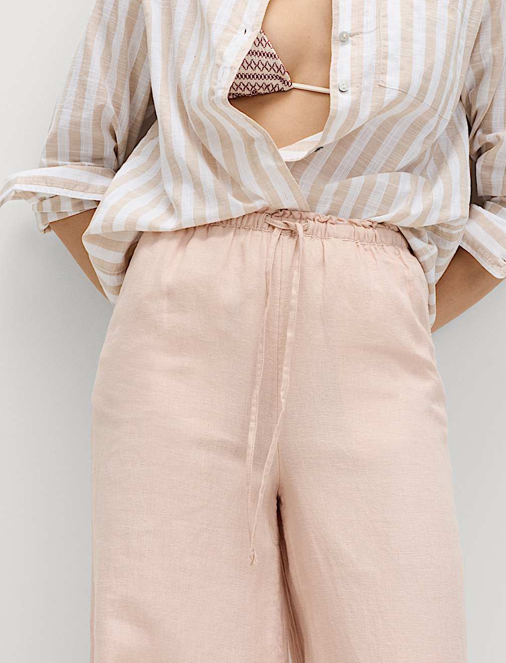 Pure Linen Wide Leg Palazzo Trousers