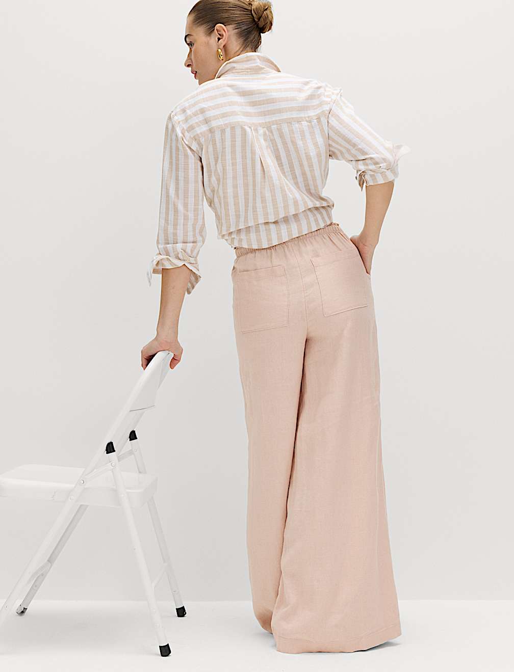 Pure Linen Wide Leg Palazzo Trousers