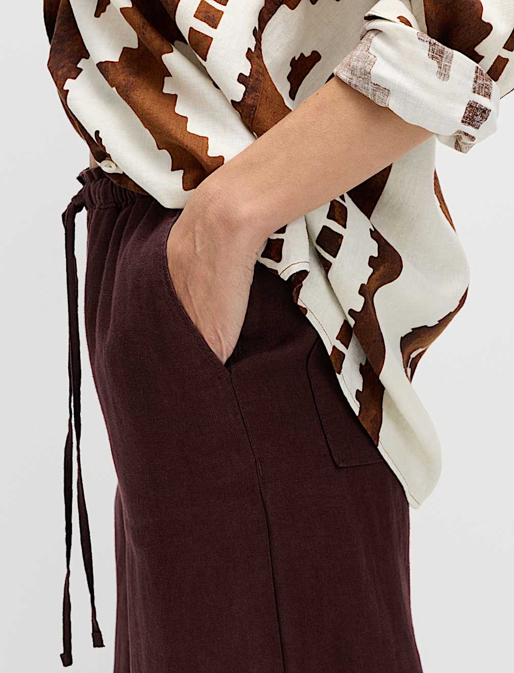 Pure Linen Wide Leg Palazzo Trousers