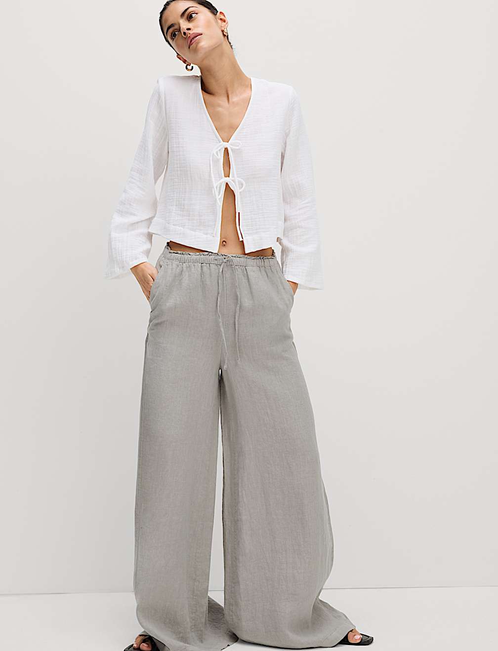 Pure Linen Palazzo Trousers
