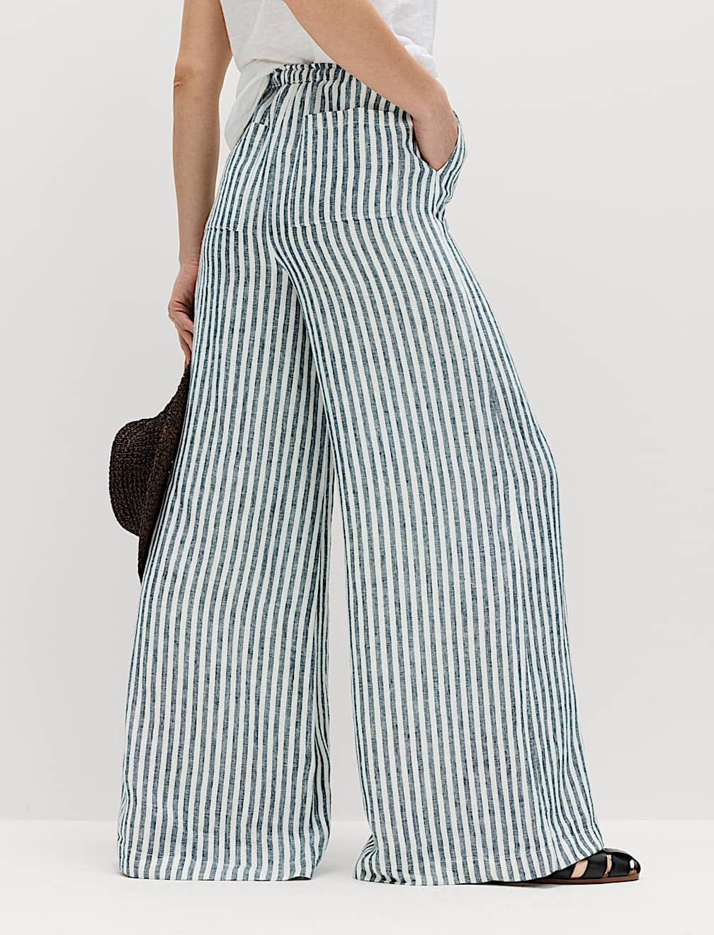 Pure Linen Wide Leg Palazzo Trousers