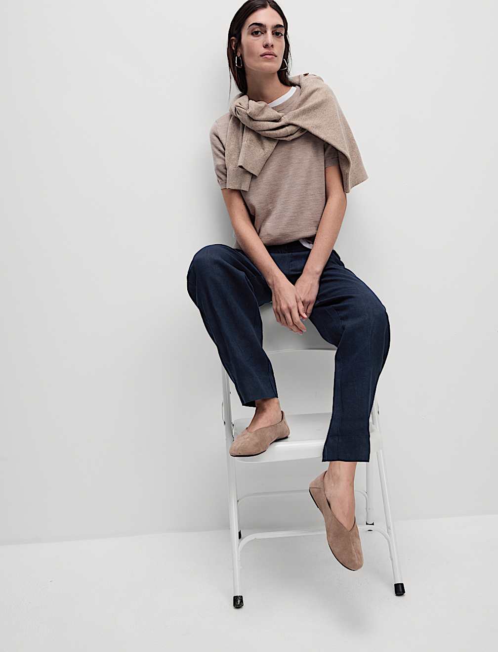 Pure Linen Tapered Trousers