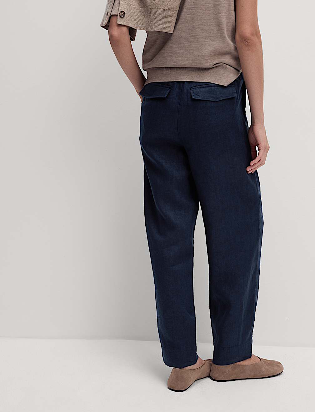 Pure Linen Tapered Trousers