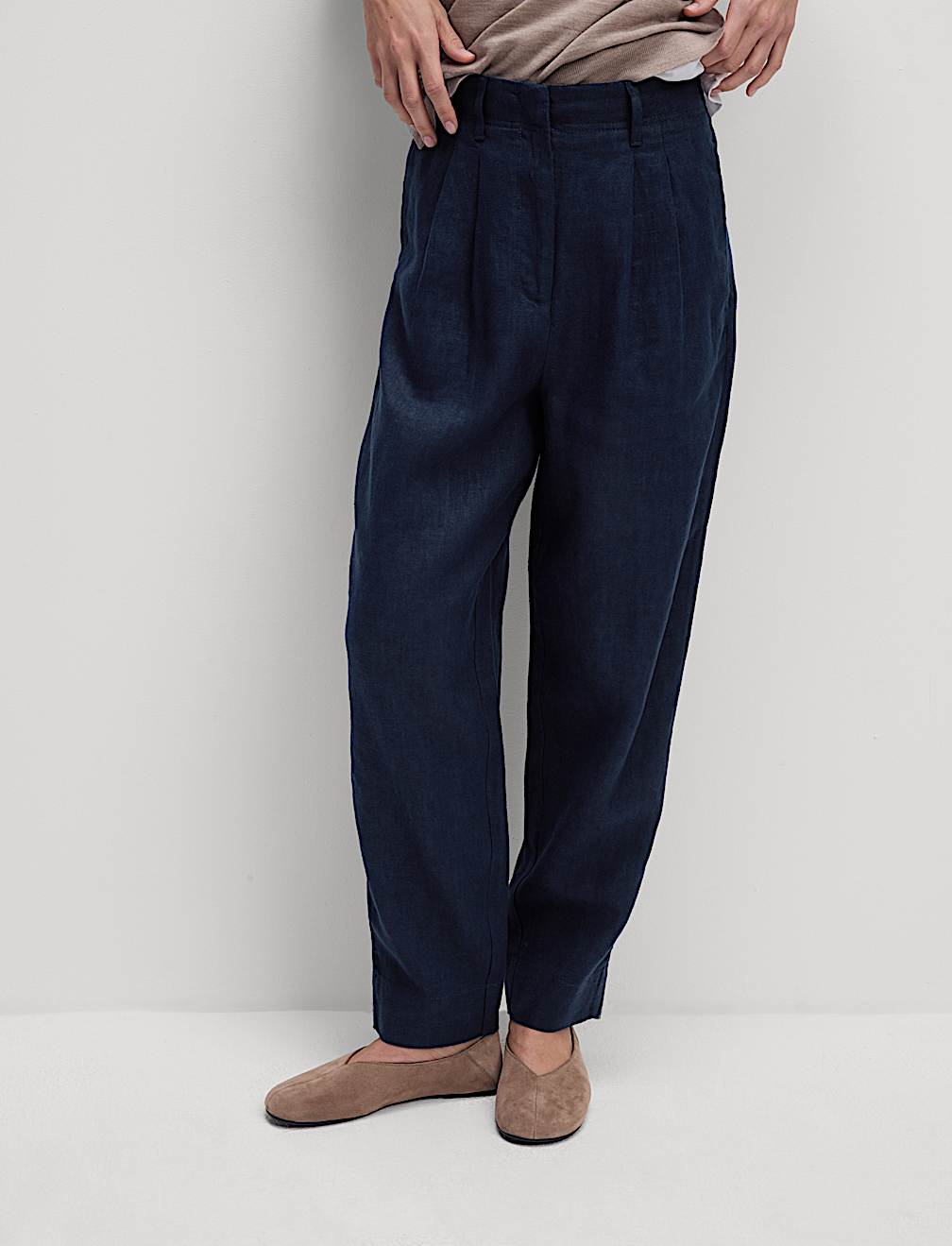 Pure Linen Tapered Trousers