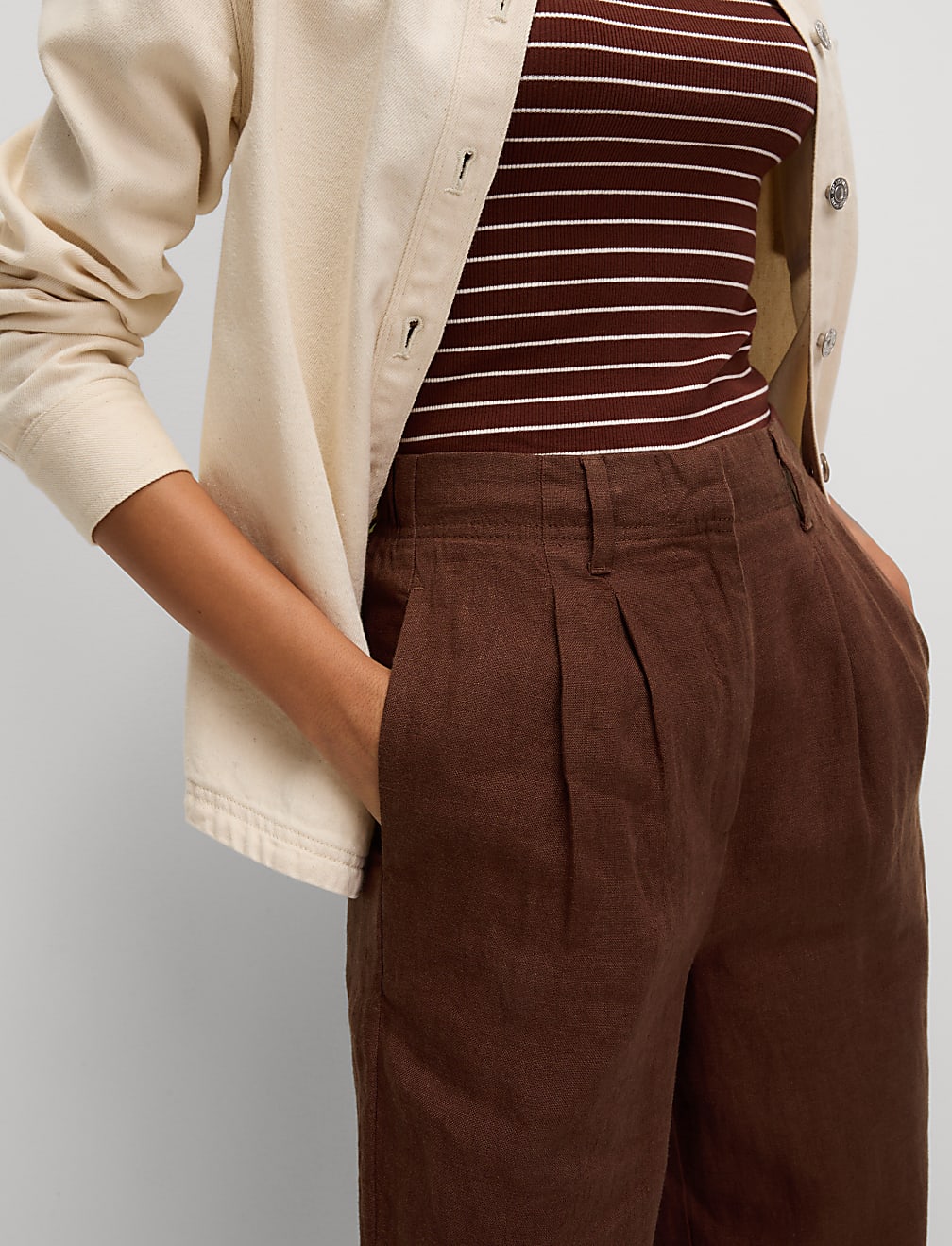 Pure Linen Tapered Trousers