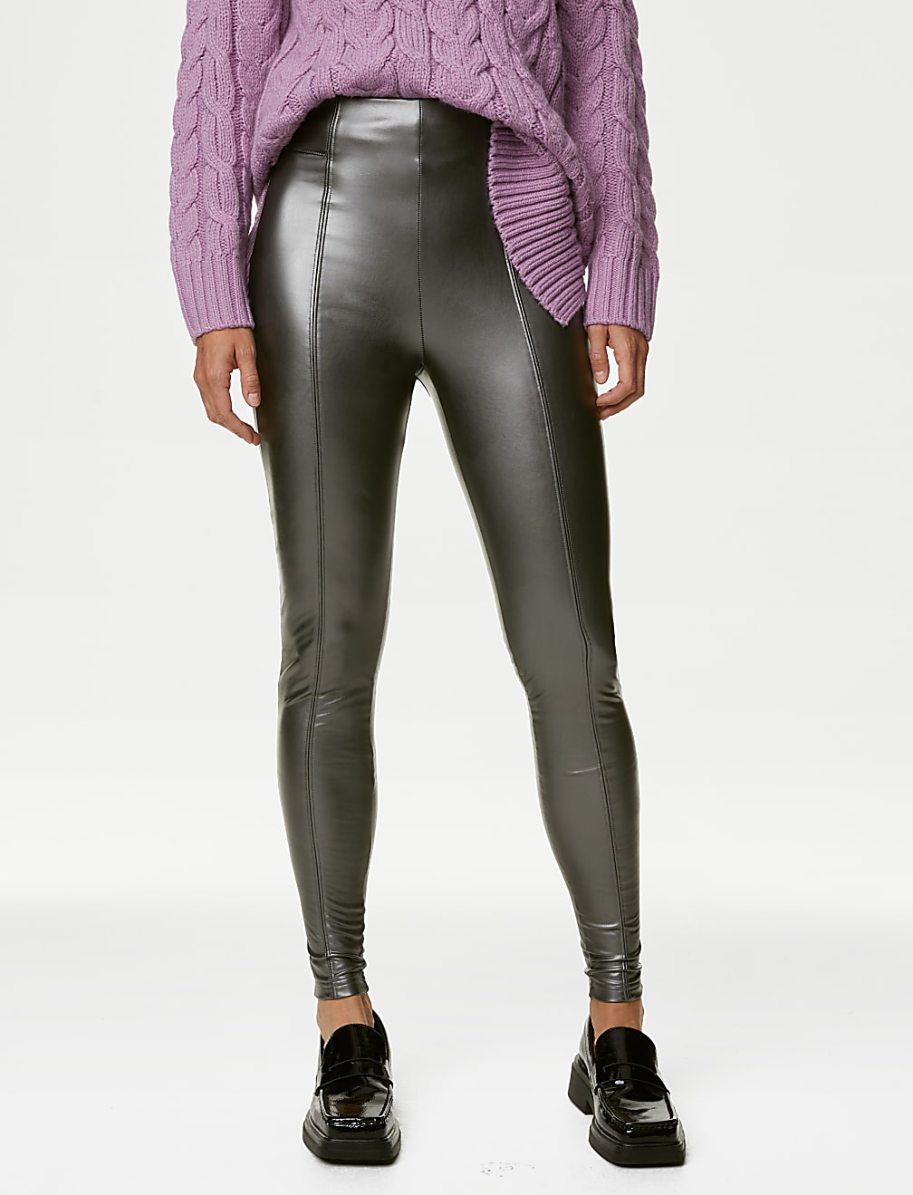 Leather Look High Waisted Leggings