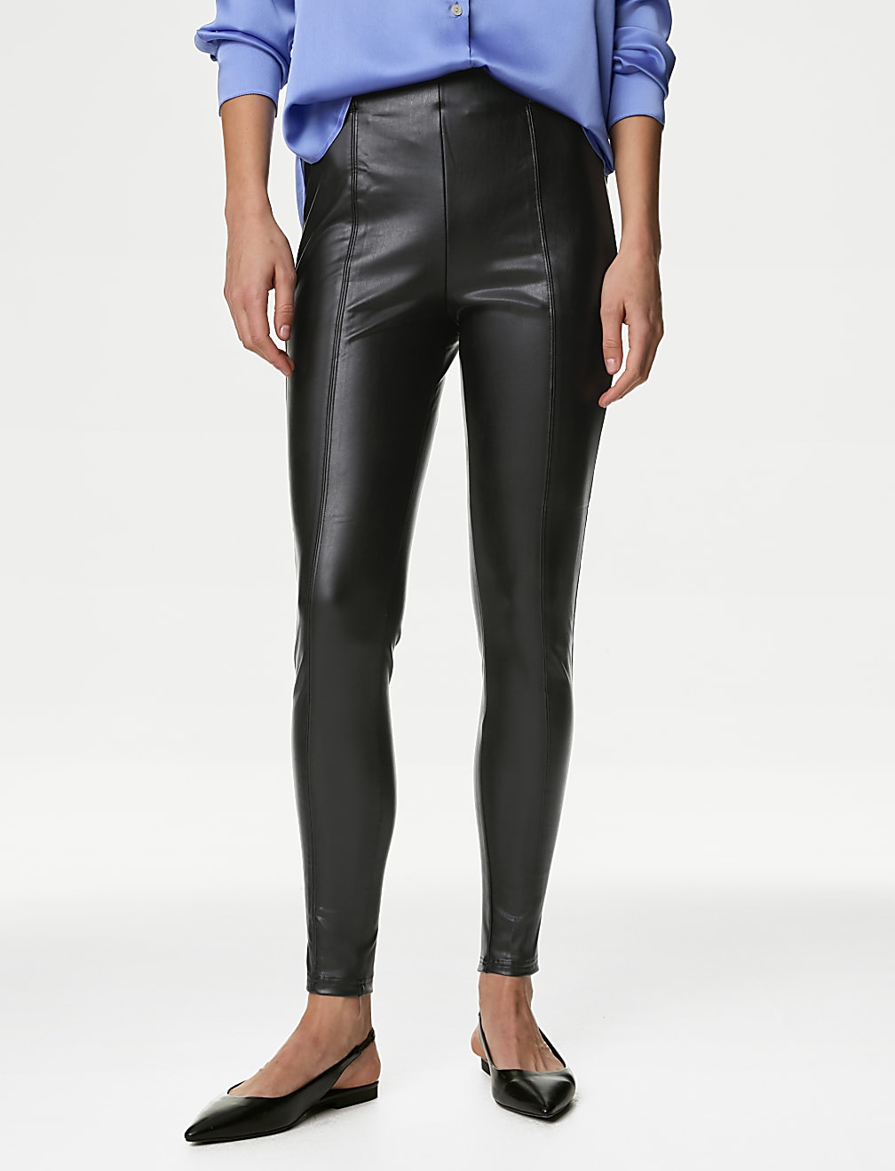 Leather Look High Waisted Leggings