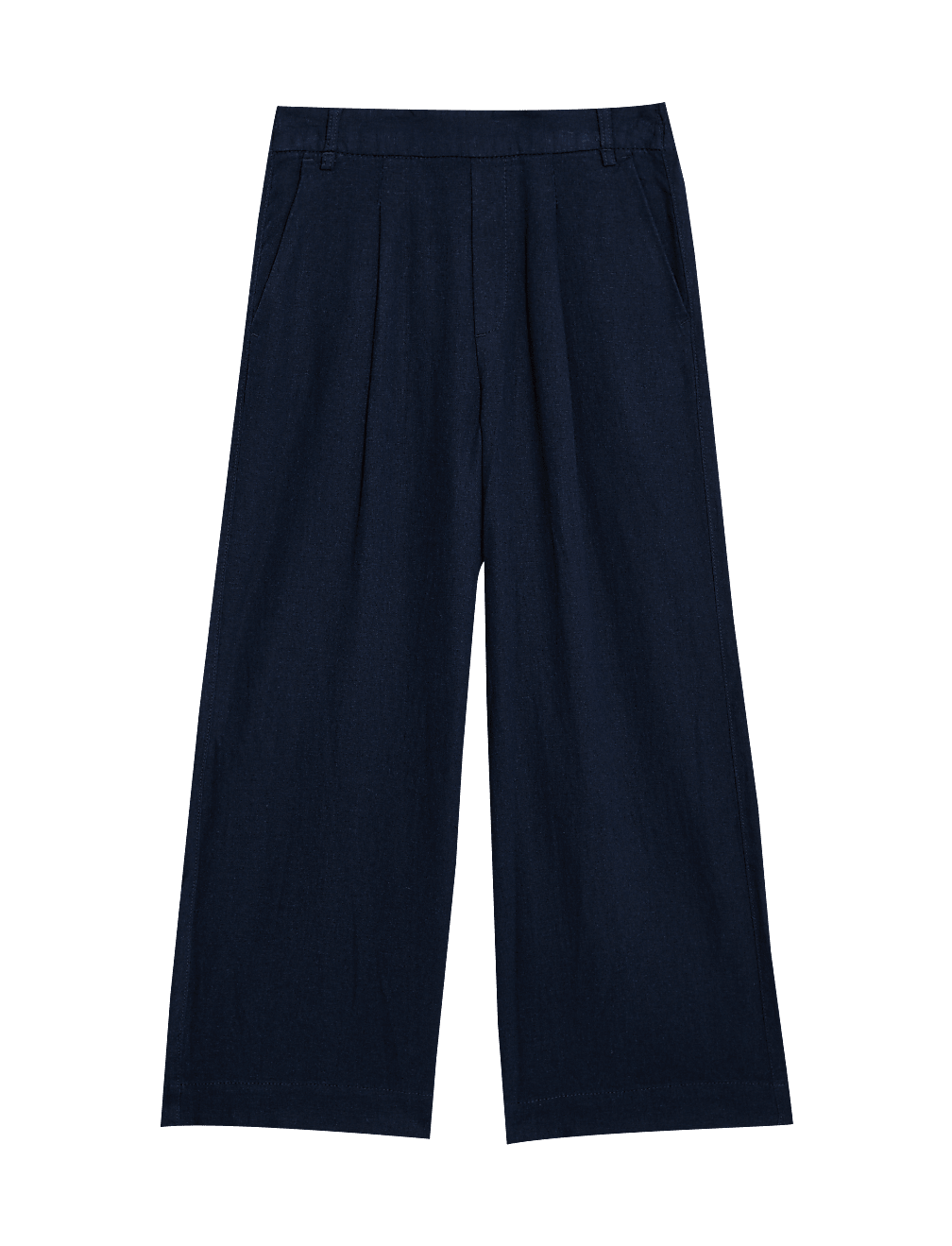 Linen Rich Wide Leg Cropped Trousers