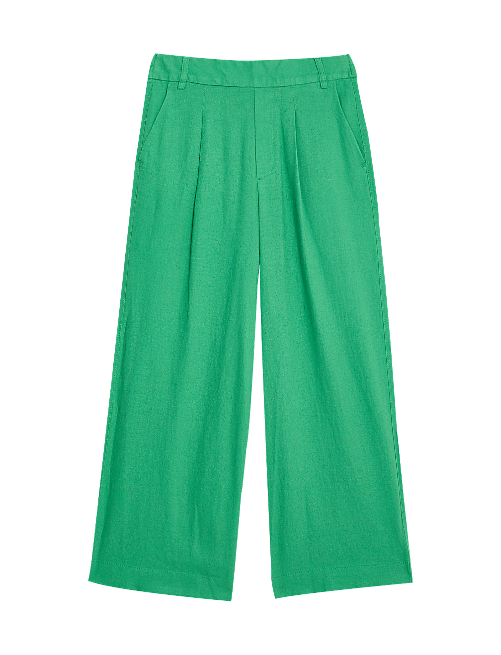 Linen Rich Wide Leg Cropped Trousers
