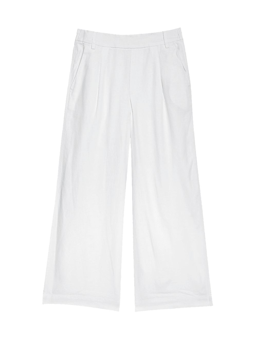 Linen Rich Wide Leg Cropped Trousers