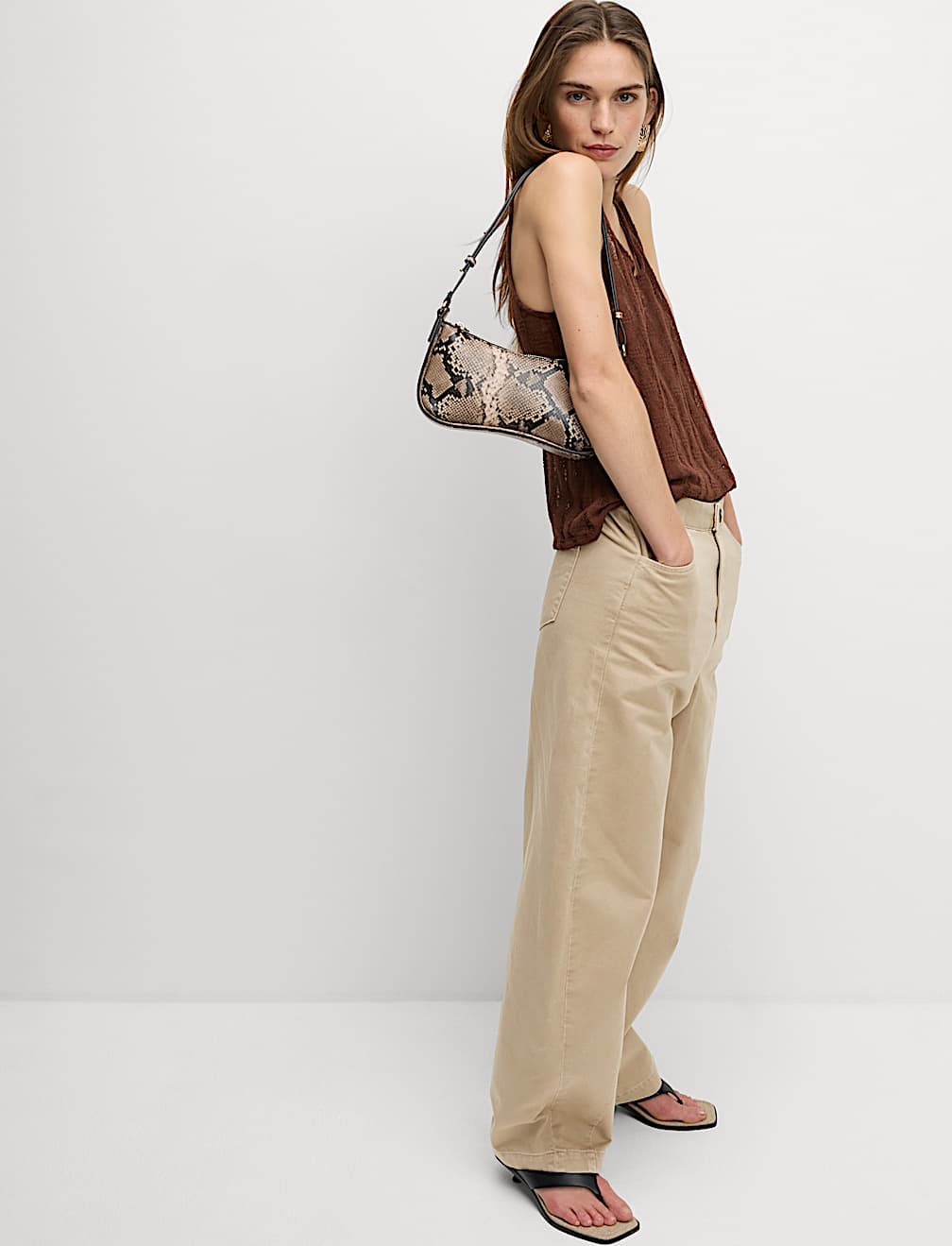 Elasticated Waist Barrel Leg Casual Trousers